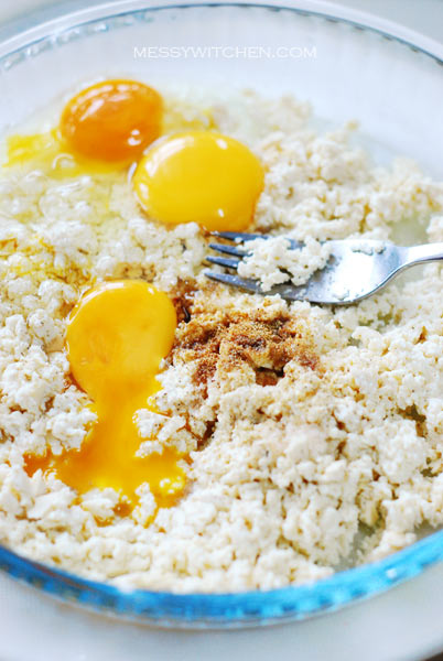 Mash Bean Curd & Add Seasoning, Eggs